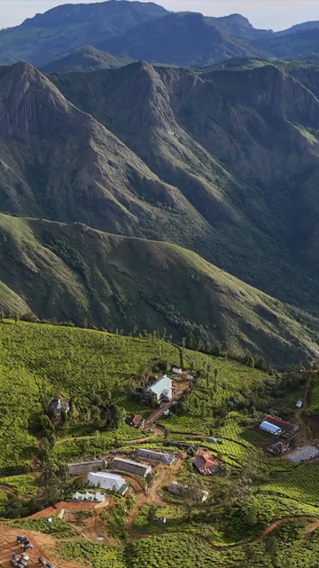 Vertical Aerial View of Top Station Mountain Peak in Munnar Kerala India