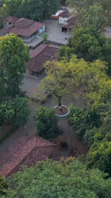 Vertical Aerial View of Traditional Rural Village and Red Tiled Houses Sri Lanka