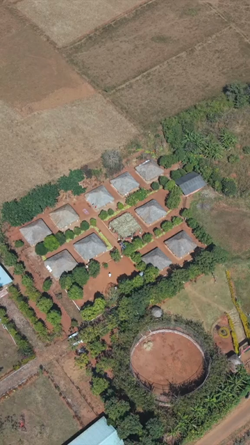 Vertical Aerial View of Traditional Tribal Village in Madhya Pradesh India