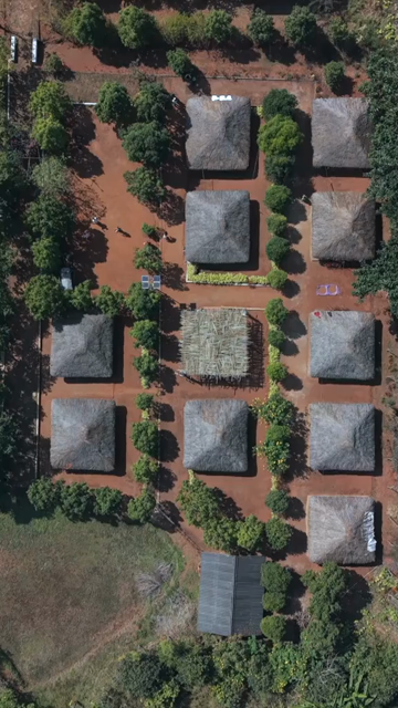 Vertical Aerial View of Traditional Tribal Village in Madhya Pradesh India