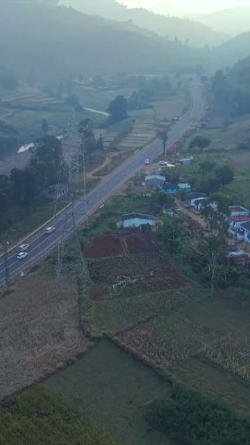 Vertical Aerial View of Traditional Tribal Village in Madhya Pradesh India