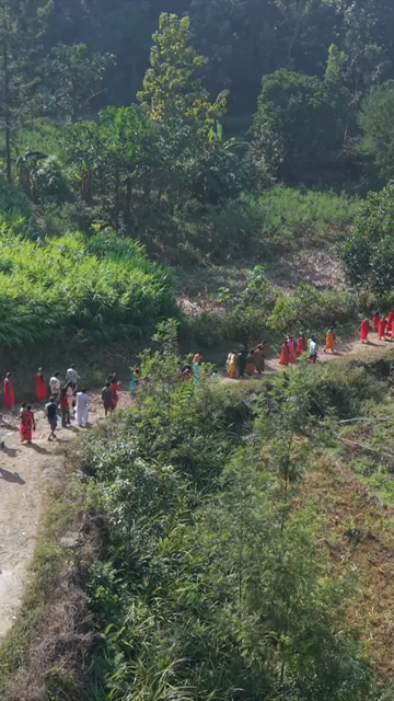 Vertical Aerial View of Traditional Tribal Village in Madhya Pradesh India