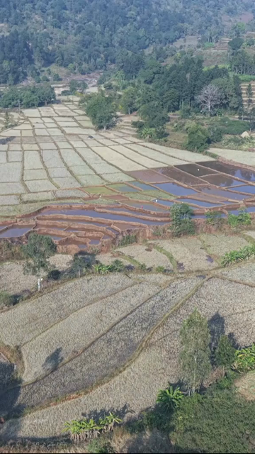 Vertical Aerial View of Traditional Tribal Village in Madhya Pradesh India