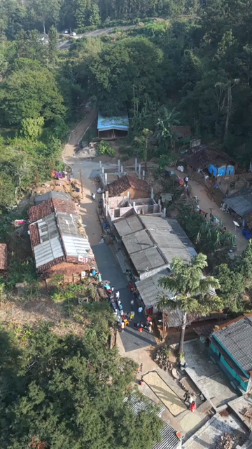 Vertical Aerial View of Traditional Tribal Village in Madhya Pradesh India