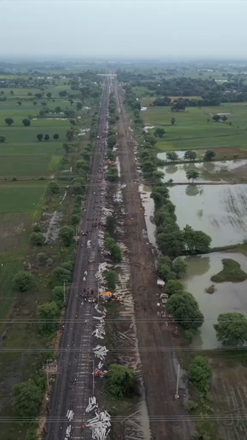 Vertical Aerial View of Train Derailment Accident Site in Damoh Madhya Pradesh