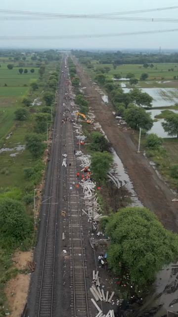 Vertical Aerial View of Train Derailment Accident Site in Damoh Madhya Pradesh