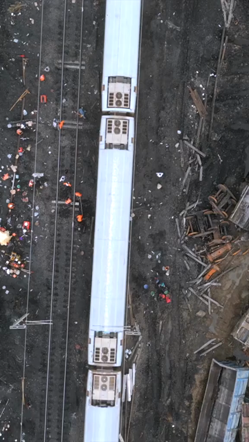 Vertical Aerial View of Train Derailment Accident Site in Damoh Madhya Pradesh