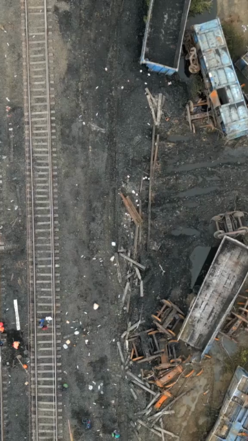 Vertical Aerial View of Train Derailment Accident Site in Damoh Madhya Pradesh
