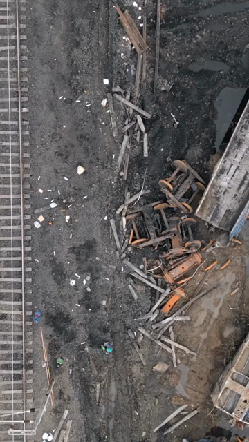 Vertical Aerial View of Train Derailment Accident Site in Damoh Madhya Pradesh