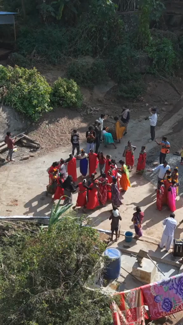 Vertical Aerial View of Tribal Community Dance and Cultural Celebration in Madhya Pradesh India