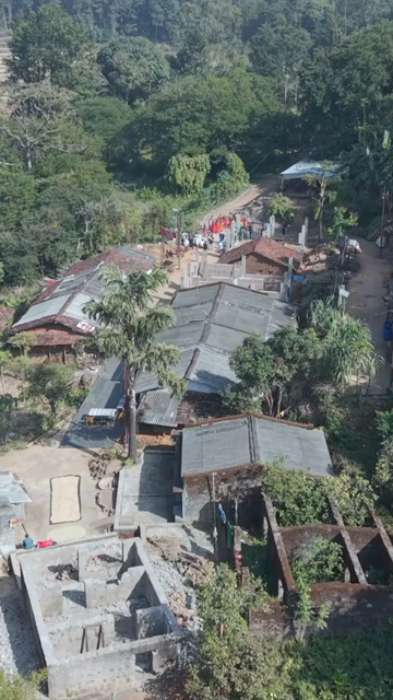 Vertical Aerial View of Tribal Community Dance and Cultural Celebration in Madhya Pradesh India
