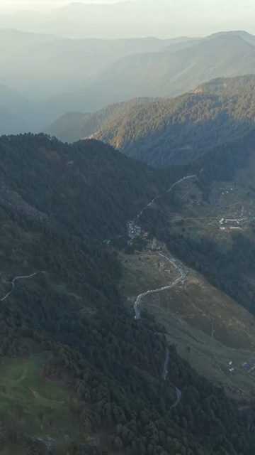 Vertical Aerial View of Tungnath Mountain Landscape Uttarakhand India