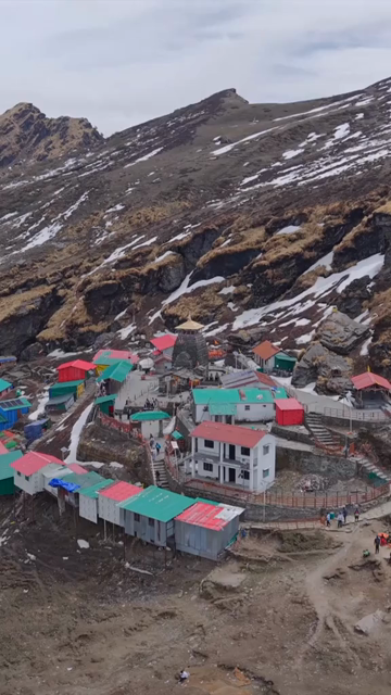 Vertical Aerial View of Tungnath Temple in Uttarakhand
