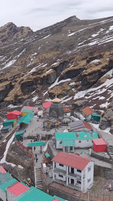 Vertical Aerial View of Tungnath Temple in Uttarakhand