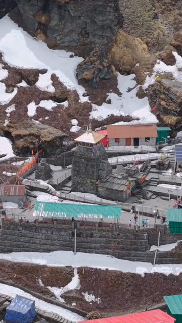 Vertical Aerial View of Tungnath Temple in Uttarakhand