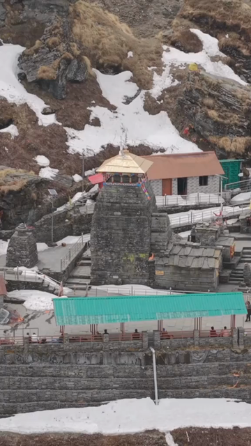 Vertical Aerial View of Tungnath Temple in Uttarakhand