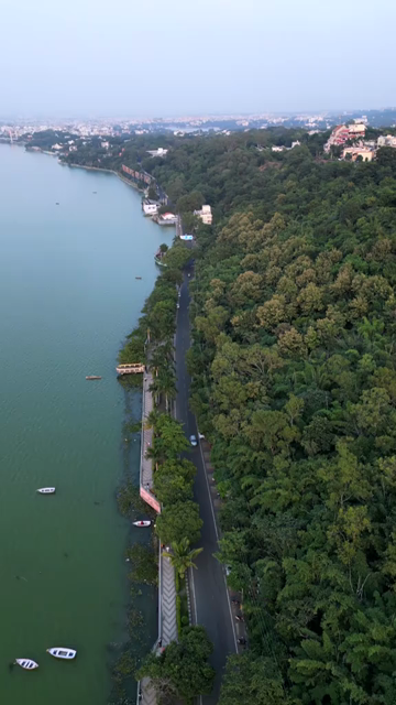 Vertical Aerial View of Upper Lake Bhojtal Bhopal, Madhya Pradesh