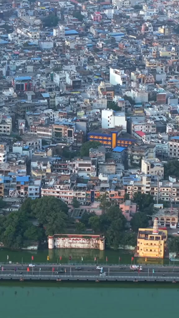 Vertical Aerial View of Upper Lake Bhojtal Bhopal, Madhya Pradesh