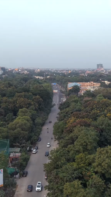 Vertical Aerial View of Urban Road and Green Cityscape, Bhopal, Madhya Pradesh