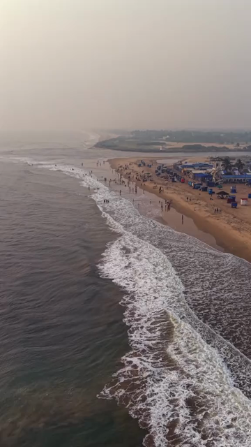 Vertical Aerial View of Velankanni Beach Coastline Tamil Nadu India