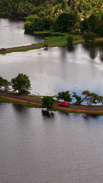 Vertical Aerial View of Veliyanad Road and Kerala Backwaters Alappuzha Kerala