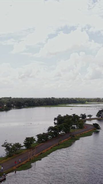 Vertical Aerial View of Veliyanad Road and Kerala Backwaters Alappuzha Kerala
