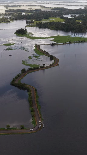 Vertical Aerial View of Veliyanad Road and Kerala Backwaters Alappuzha Kerala