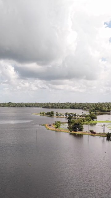 Vertical Aerial View of Veliyanad Road and Kerala Backwaters Alappuzha Kerala