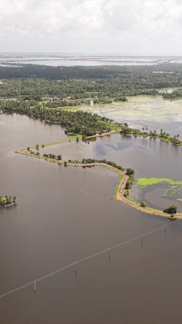 Vertical Aerial View of Veliyanad Road and Kerala Backwaters Alappuzha Kerala