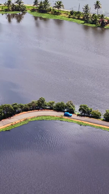 Vertical Aerial View of Veliyanad Road and Kerala Backwaters Alappuzha Kerala