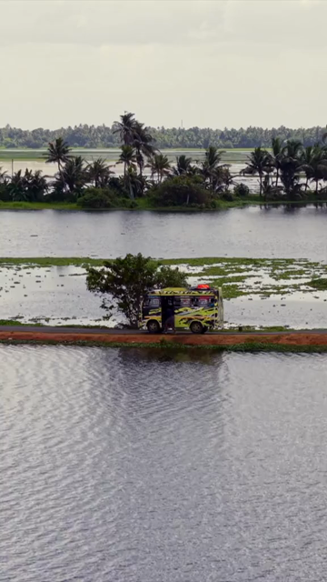 Vertical Aerial View of Veliyanad Road and Kerala Backwaters Alappuzha Kerala