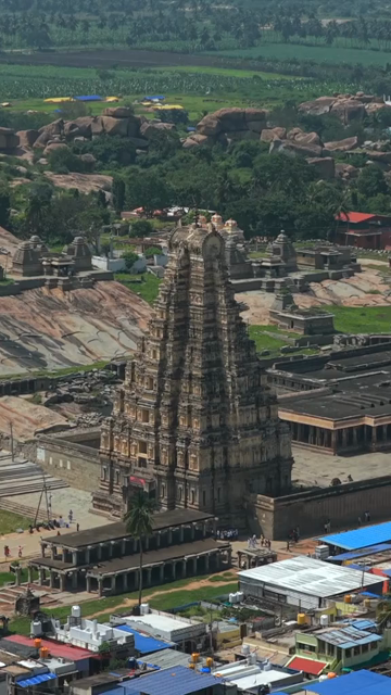 Vertical Aerial View of Virupaksha Temple Hampi Karnataka India