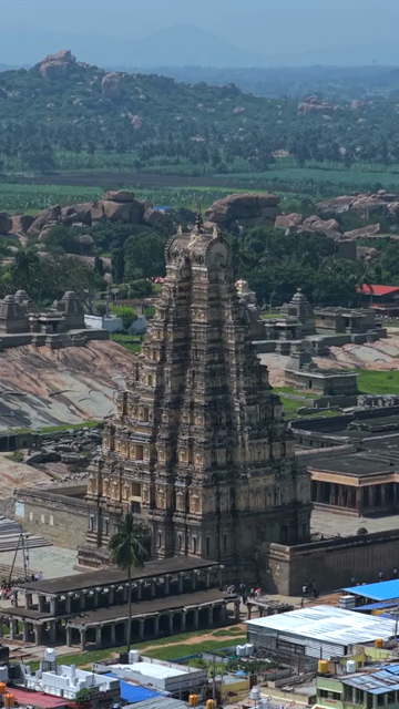 Vertical Aerial View of Virupaksha Temple Hampi Karnataka India