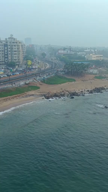 Vertical Aerial View of Visakhapatnam Beach India