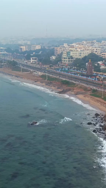 Vertical Aerial View of Visakhapatnam Beach India