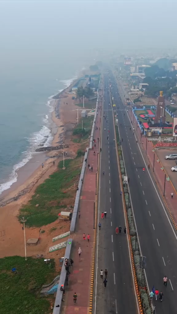 Vertical Aerial View of Visakhapatnam Beach India