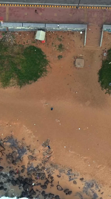 Vertical Aerial View of Visakhapatnam Beach India