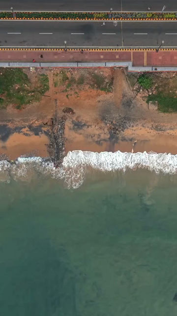 Vertical Aerial View of Visakhapatnam Beach India