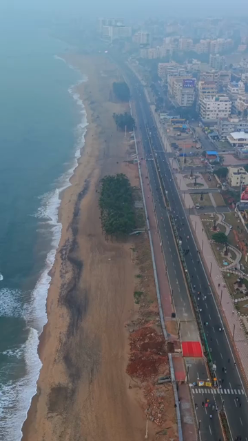 Vertical Aerial View of Visakhapatnam Beach India