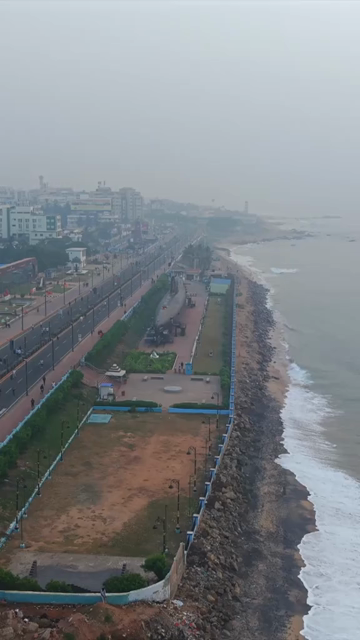 Vertical Aerial View of Visakhapatnam Beach India