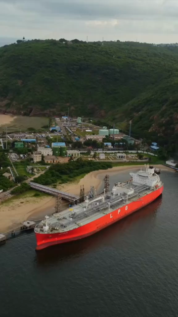 Vertical Aerial View of Visakhapatnam Port LPG Jetty and Dolphin Nose Andhra Pradesh India