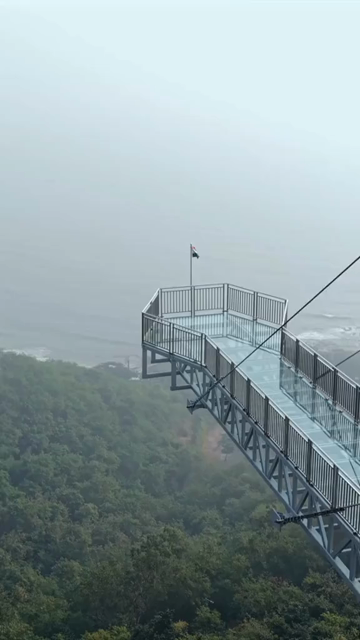 Vertical Aerial View of Vizag Glass Bridge at Kailasagiri, Visakhapatnam