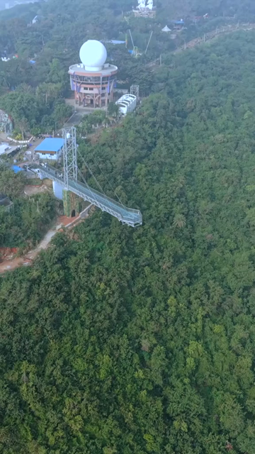 Vertical Aerial View of Vizag Glass Bridge at Kailasagiri, Visakhapatnam