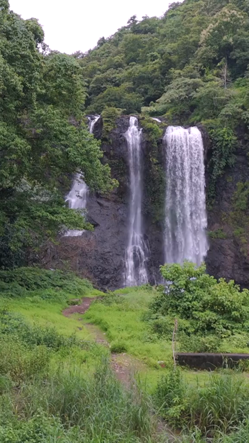 Vertical Aerial View of Waterfall in Maharashtra