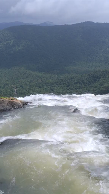 Vertical Aerial View of Waterfall in Western Ghats Forest Karnataka India