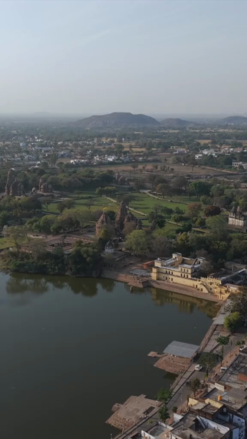 Vertical Aerial View of Western Group of Temples at Khajuraho, Madhya Pradesh