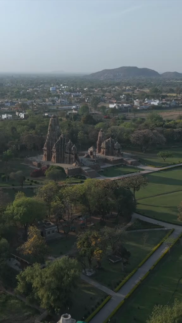 Vertical Aerial View of Western Group of Temples at Khajuraho, Madhya Pradesh