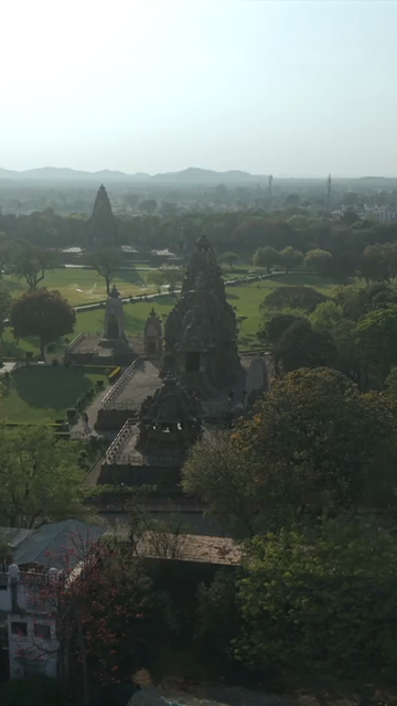 Vertical Aerial View of Western Group of Temples at Khajuraho, Madhya Pradesh