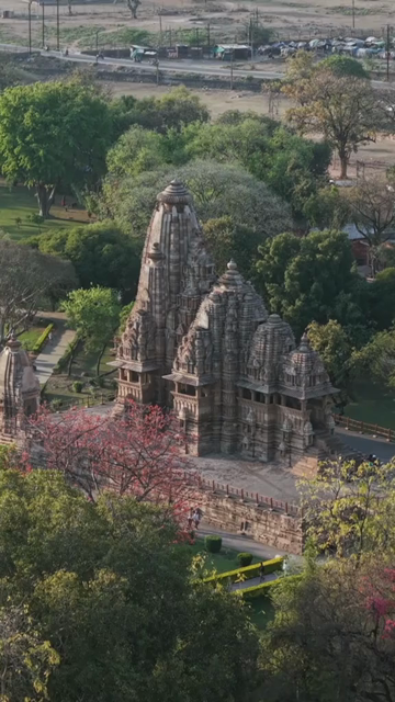 Vertical Aerial View of Western Group of Temples at Khajuraho, Madhya Pradesh