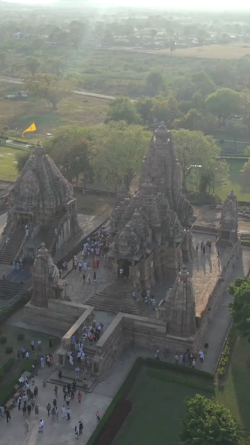 Vertical Aerial View of Western Group of Temples at Khajuraho, Madhya Pradesh